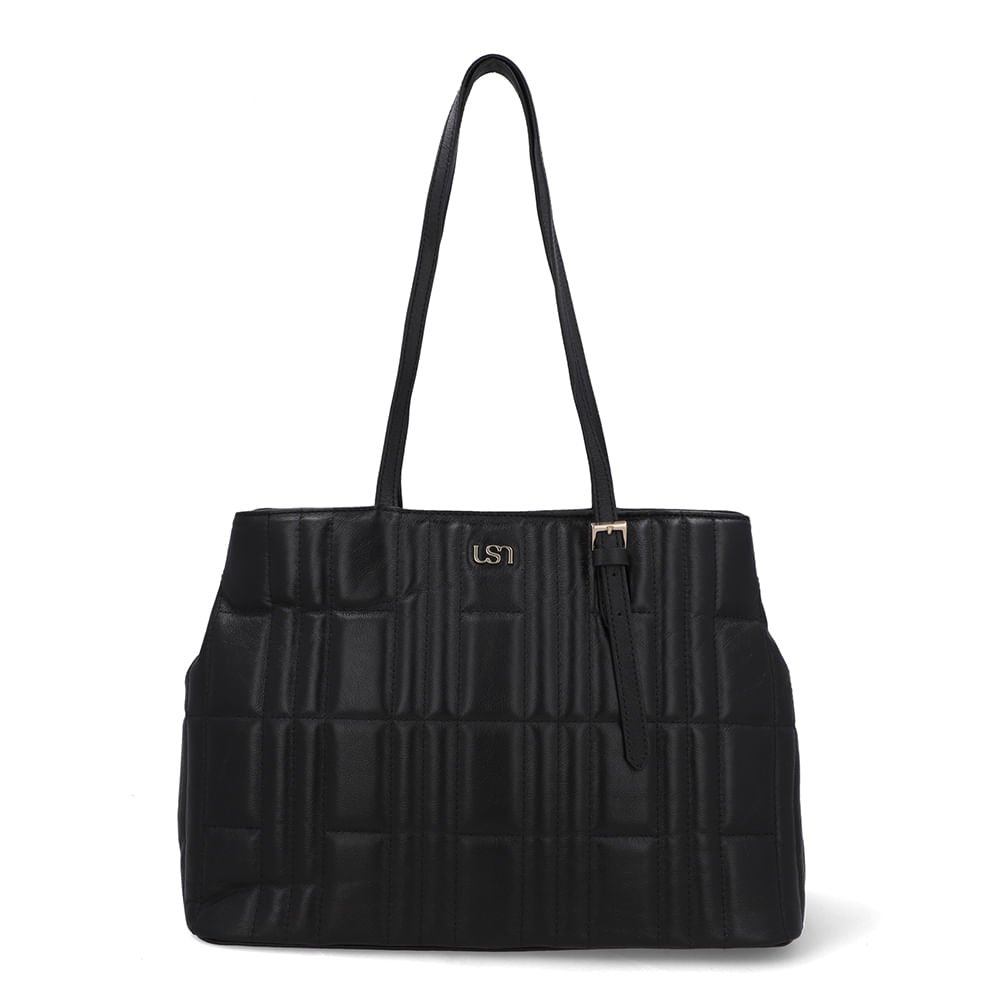 Bolsa Shopper Couro Preta Matelassê