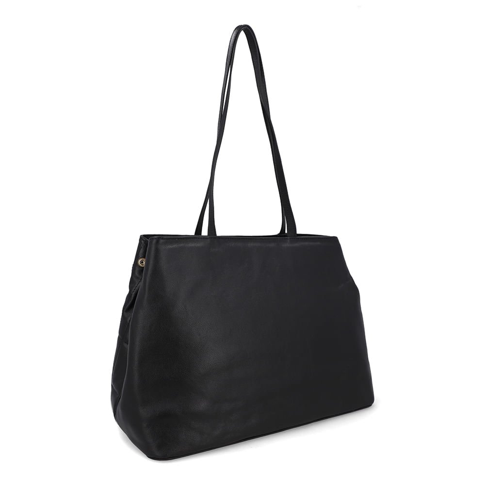 Bolsa Shopper Couro Preta Matelassê Preto 2