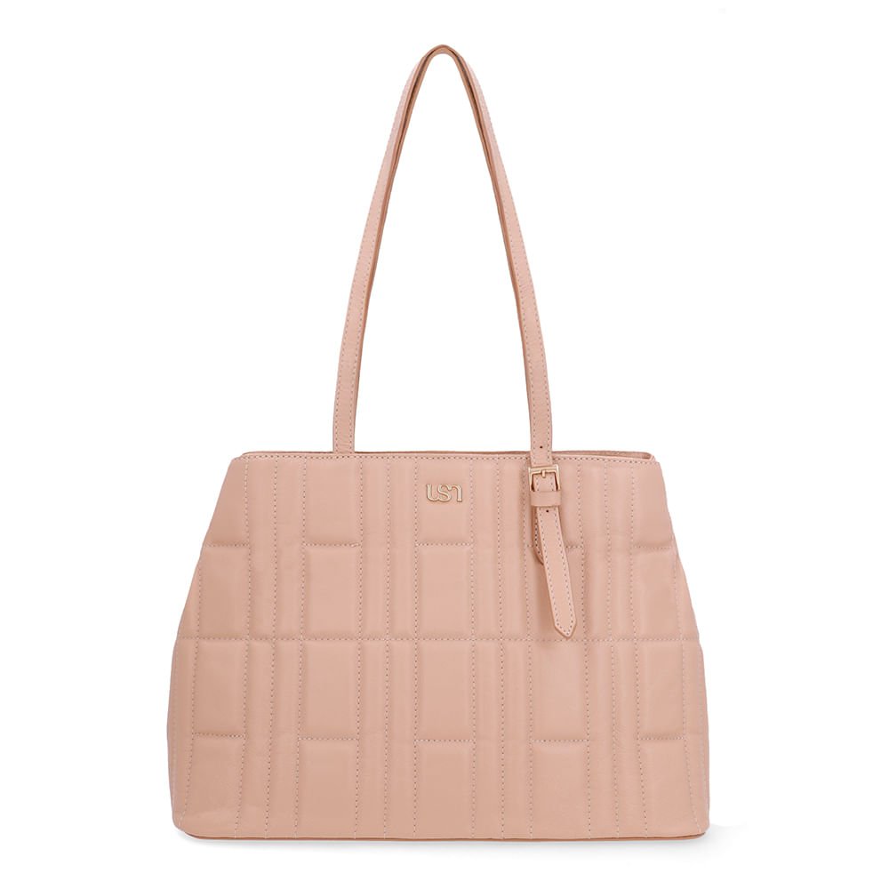 Bolsa Shopper Couro Bege Matelassê