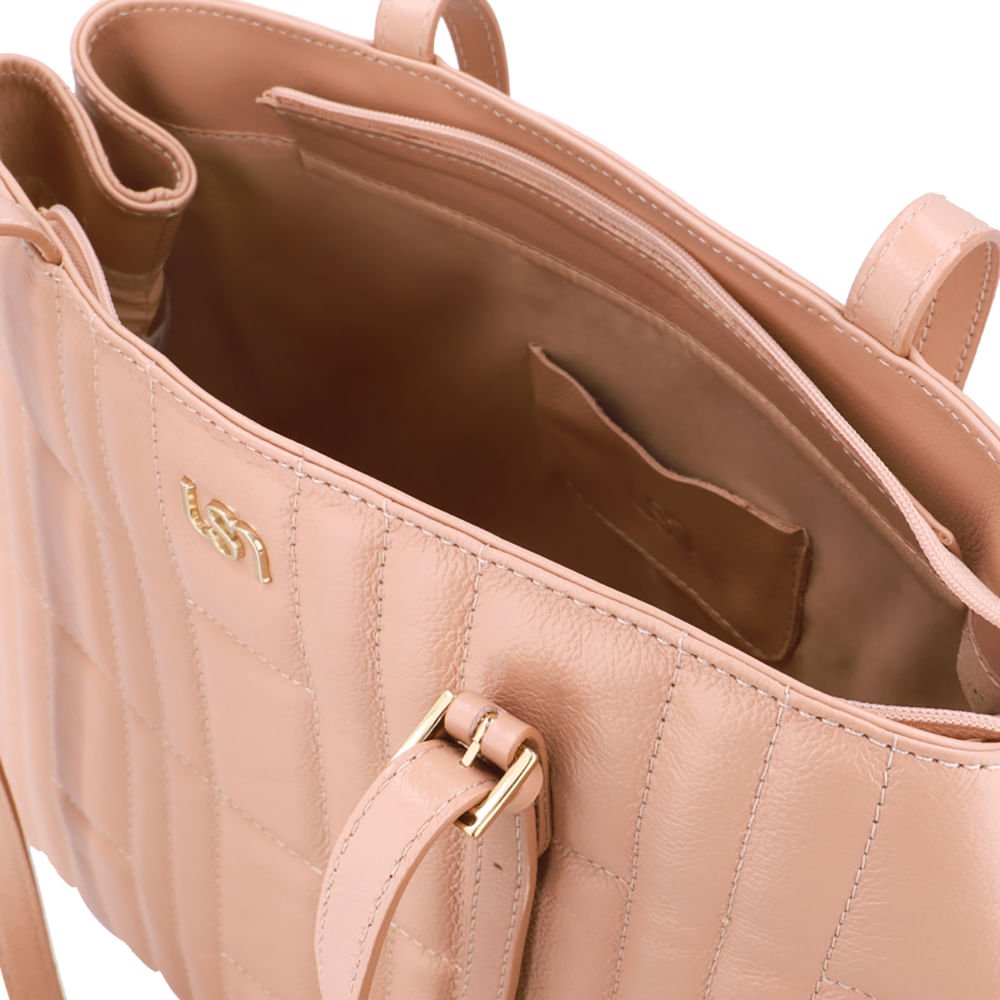 Bolsa Shopper Couro Bege Matelassê Bege 3
