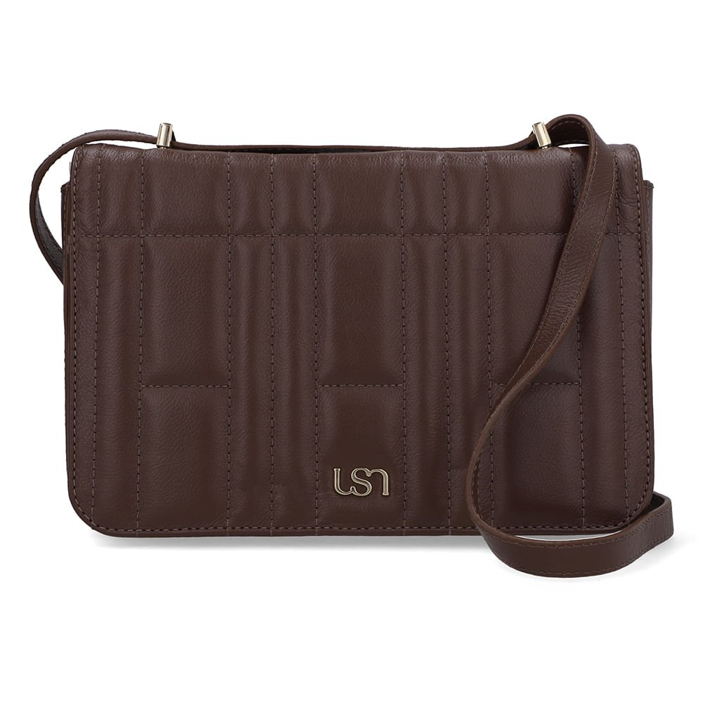 Bolsa Baguete Couro Marrom Matelassê