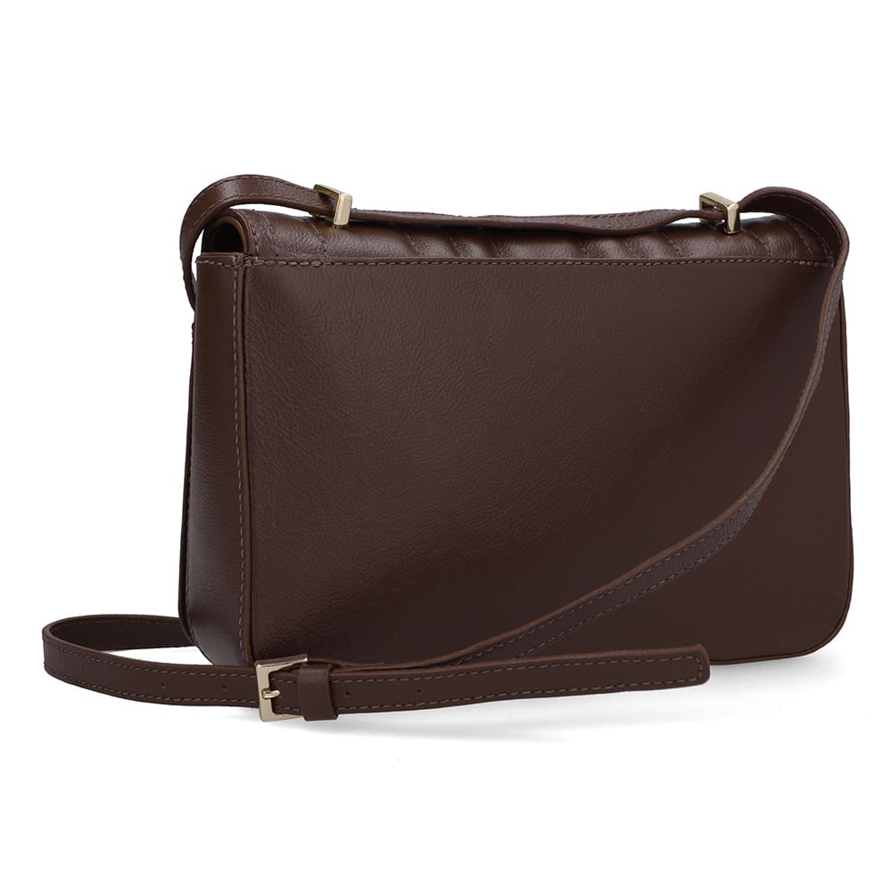 Bolsa Baguete Couro Marrom Matelassê Marrom 2