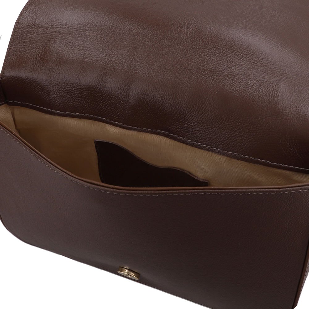 Bolsa Baguete Couro Marrom Matelassê Marrom 3