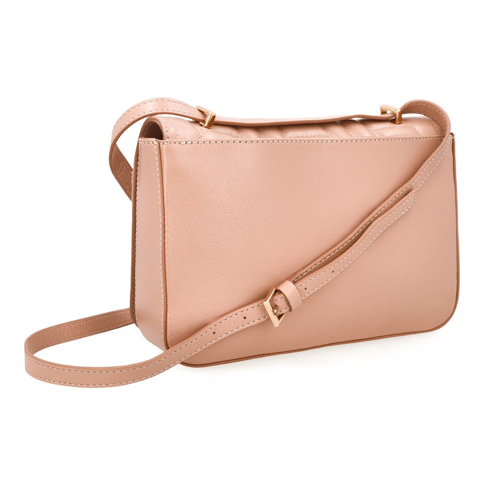 Bolsa Baguete Couro Bege Matelassê Bege 2