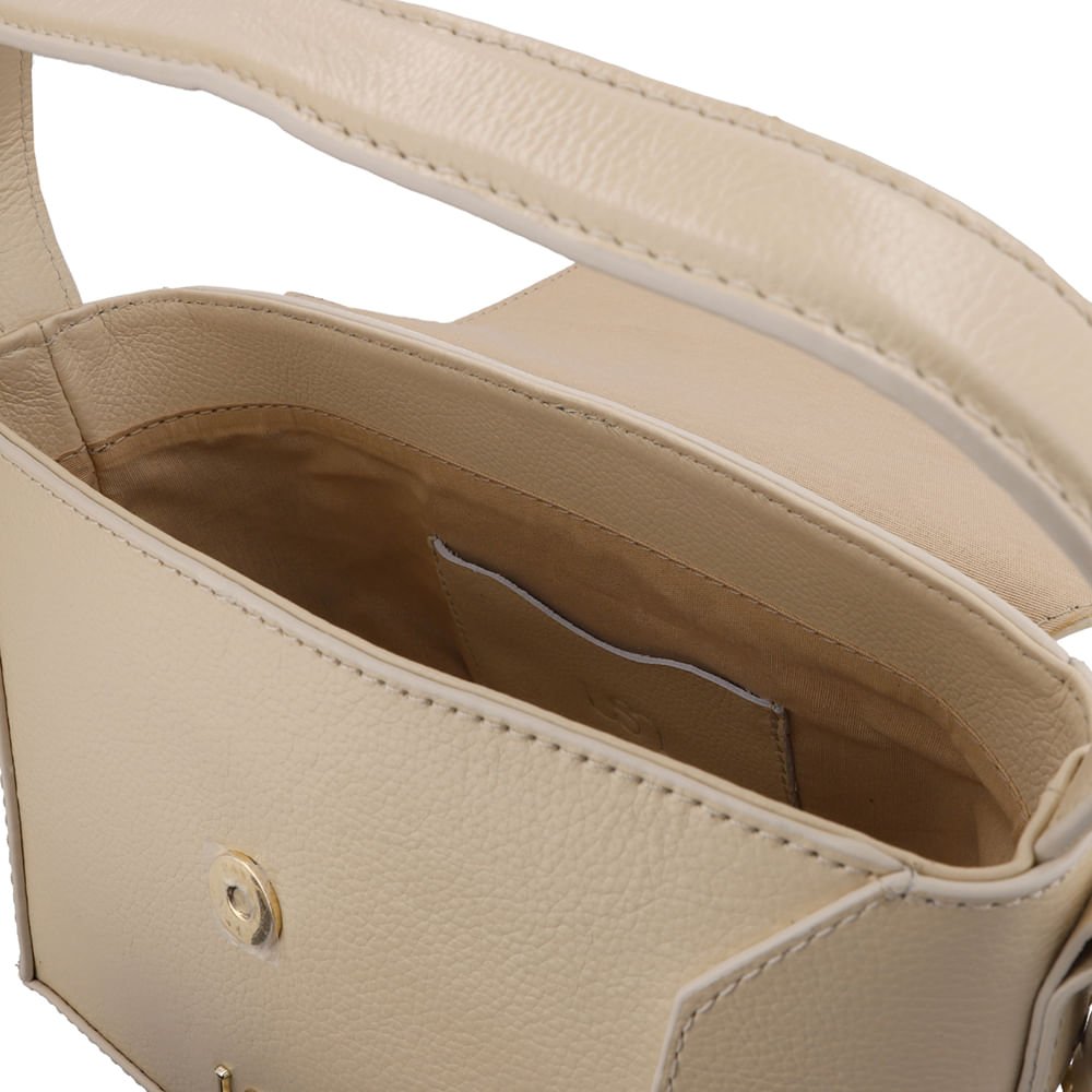 Bolsa Tote Couro Bege Alça Mão Bege 3