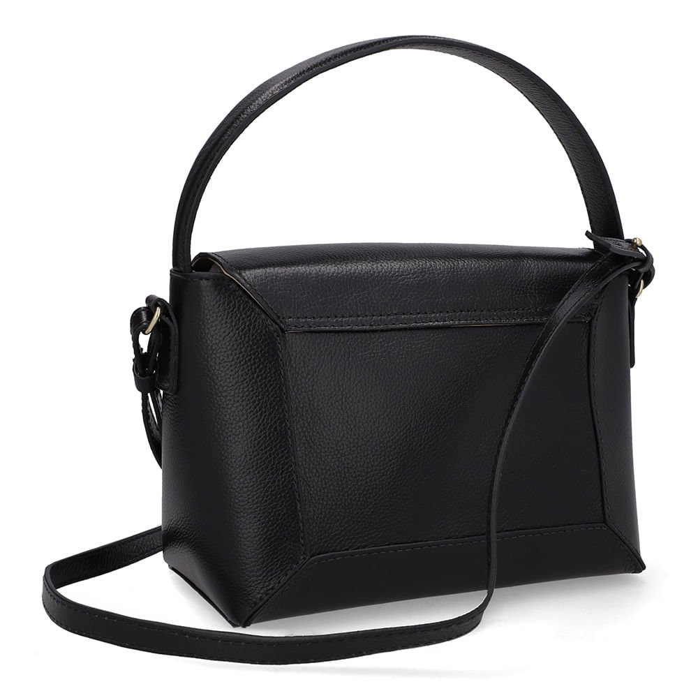 Bolsa Tote Couro Preta Alça Mão Preto 2