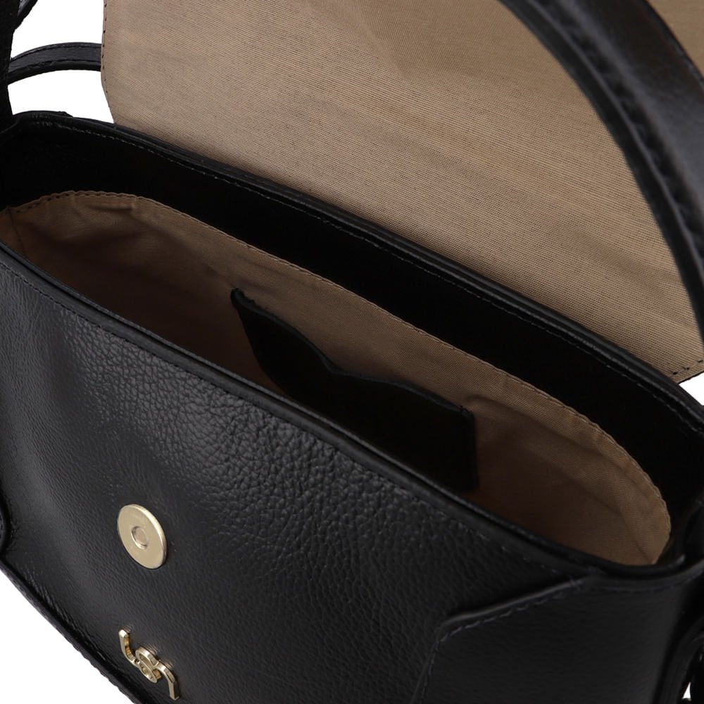 Bolsa Tote Couro Preta Alça Mão Preto 3