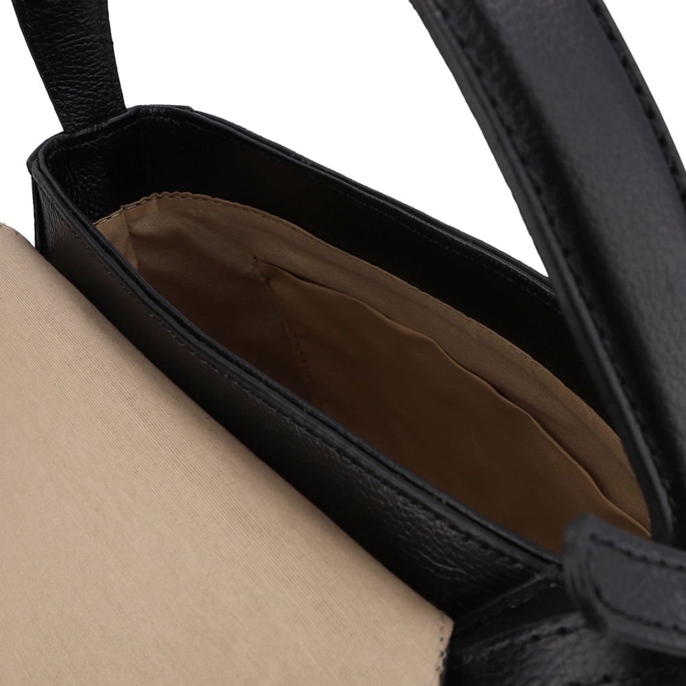 Bolsa Tote Couro Preta Alça Mão Preto 4