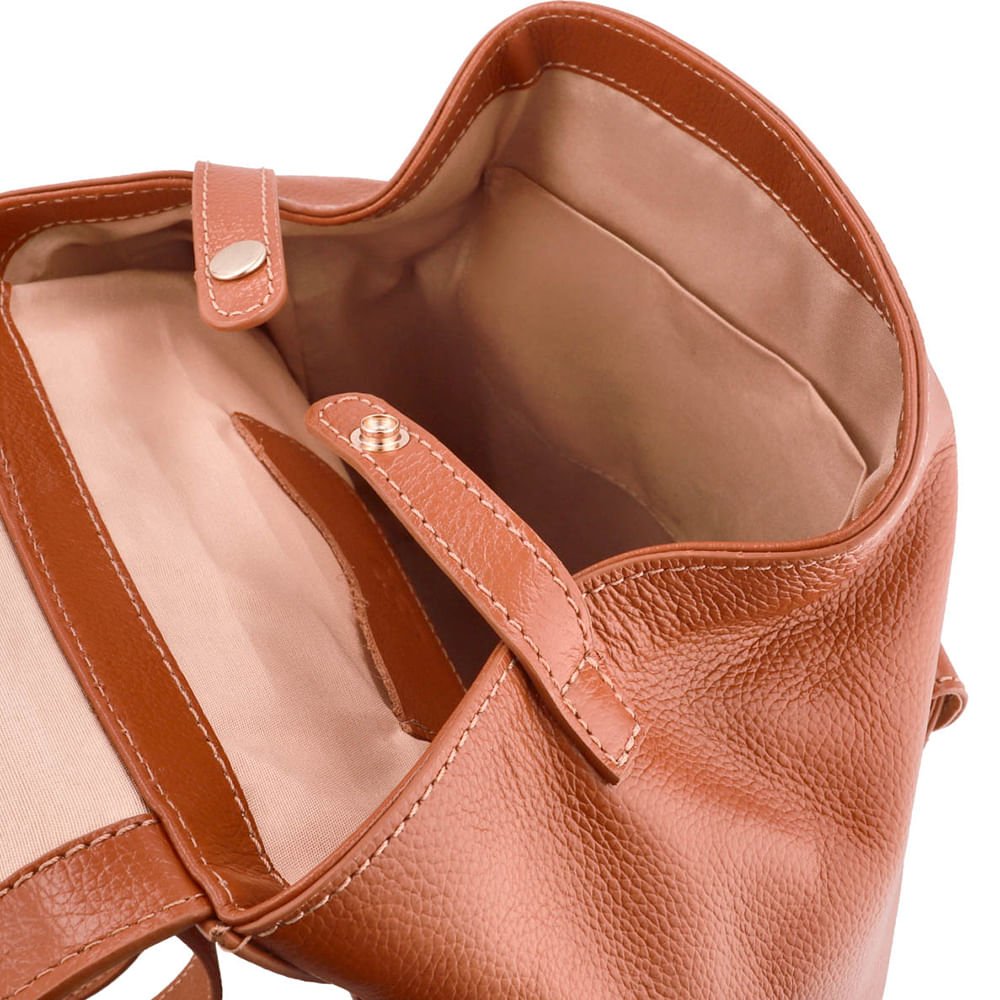 Mochila Couro Marrom Bolso Frontal Marrom 4