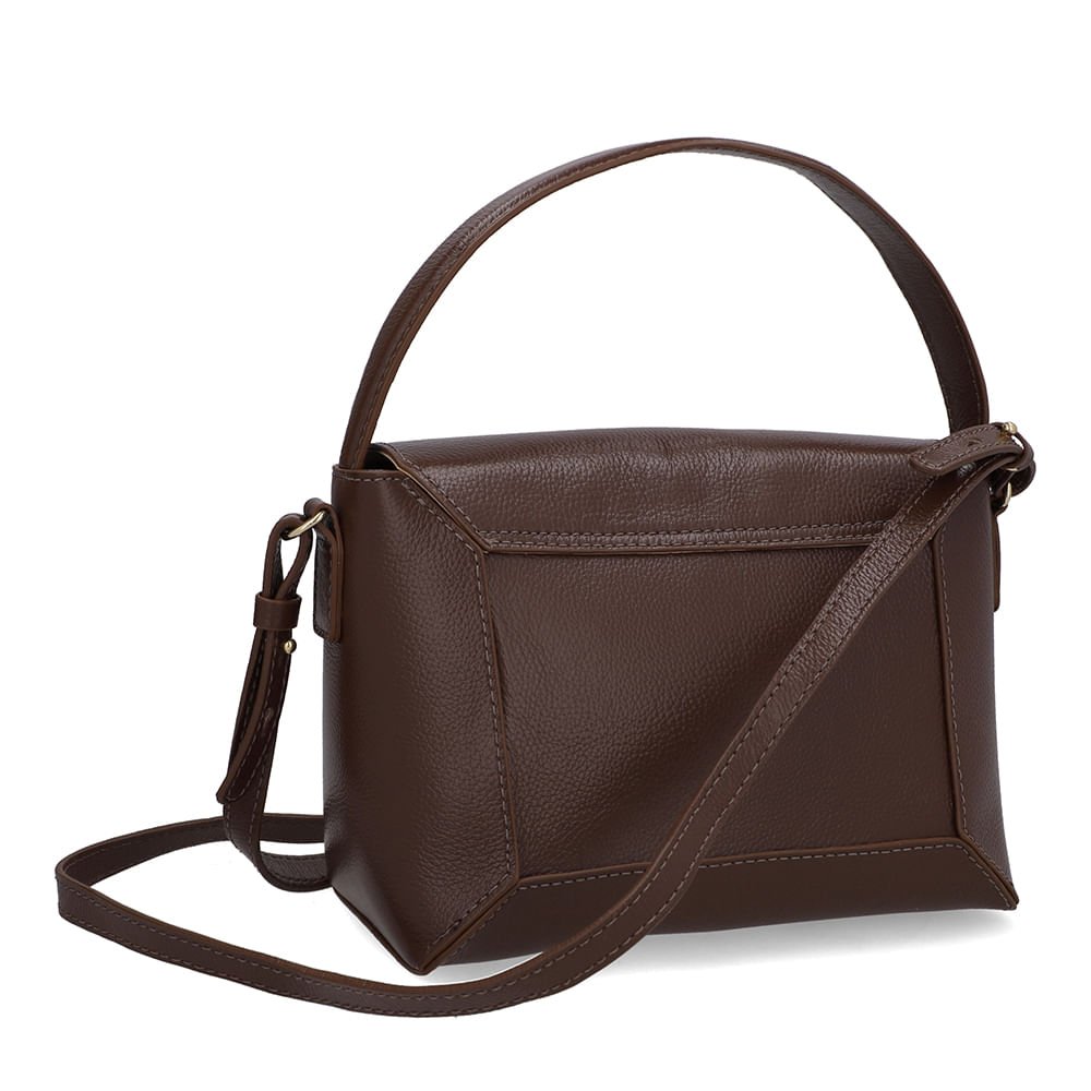 Bolsa Tote Couro Marrom Alça Mão Marrom 2
