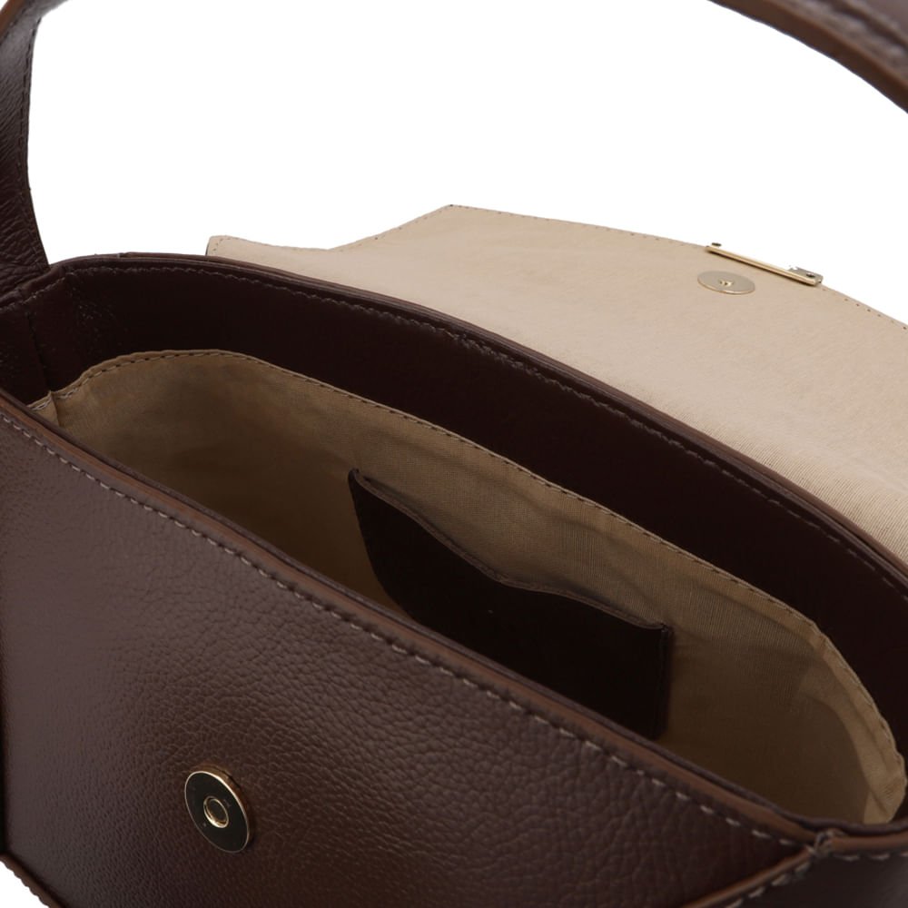 Bolsa Tote Couro Marrom Alça Mão Marrom 3