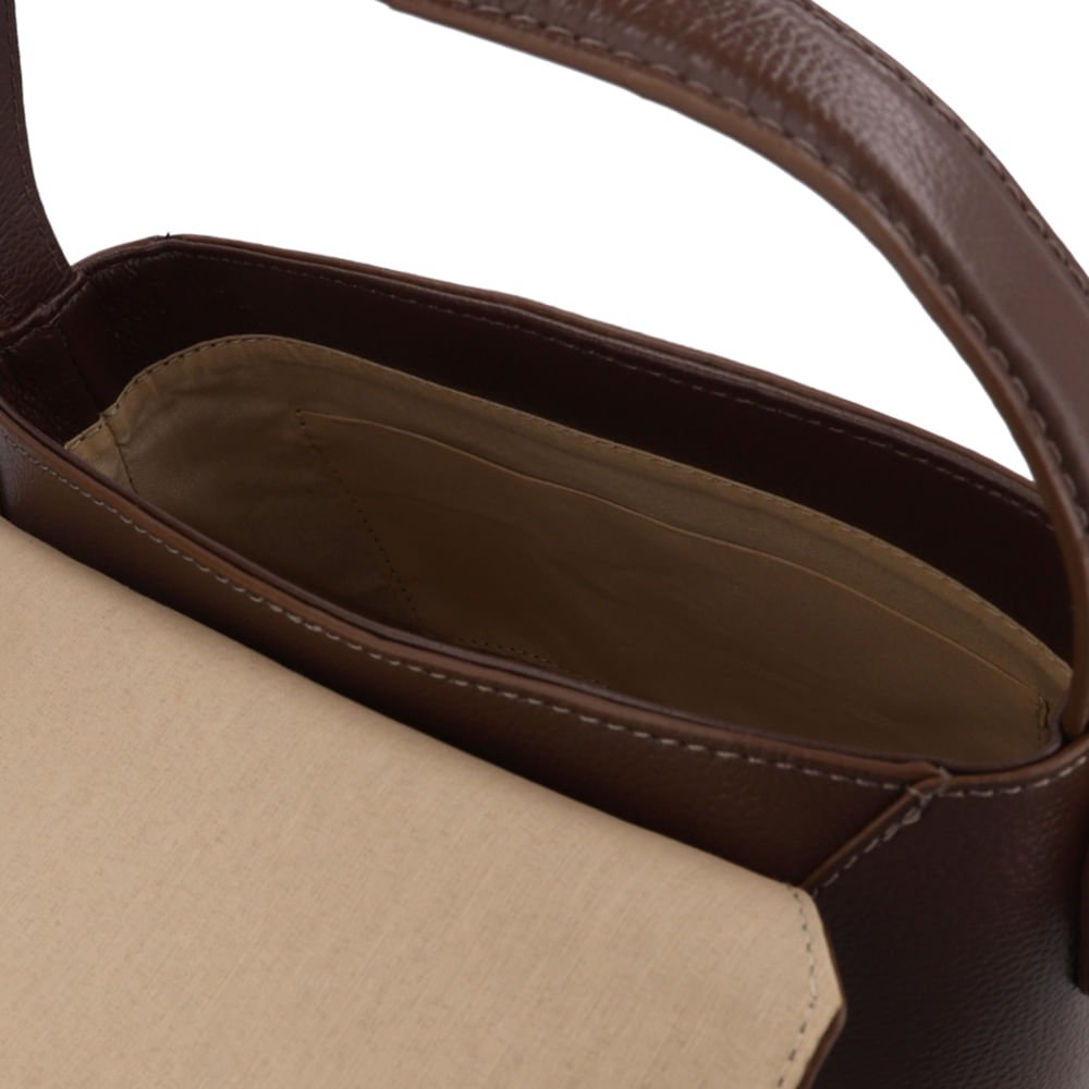 Bolsa Tote Couro Marrom Alça Mão Marrom 4
