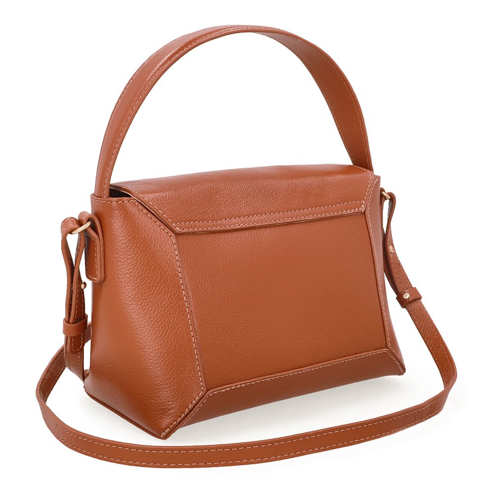 Bolsa Tote Couro Marrom Alça Mão Marrom 2