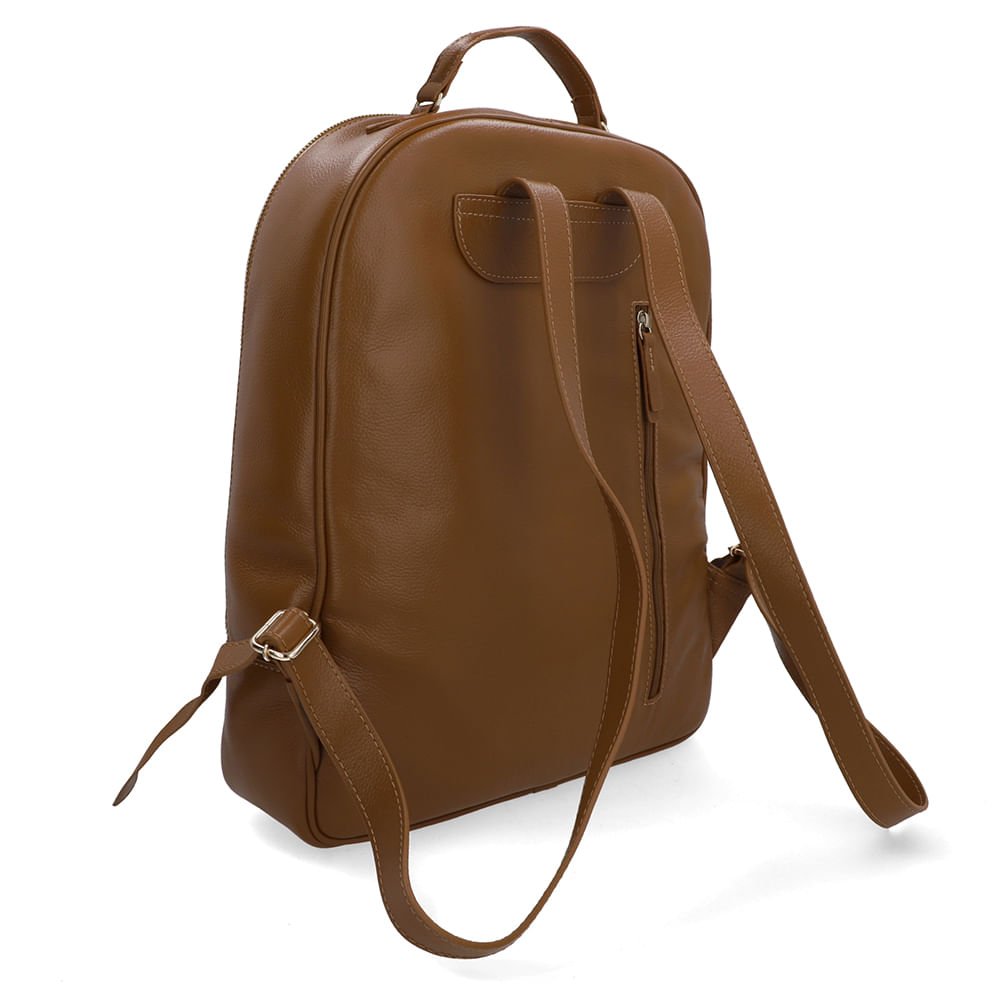 Mochila Couro Marrom Zíper Marrom 2