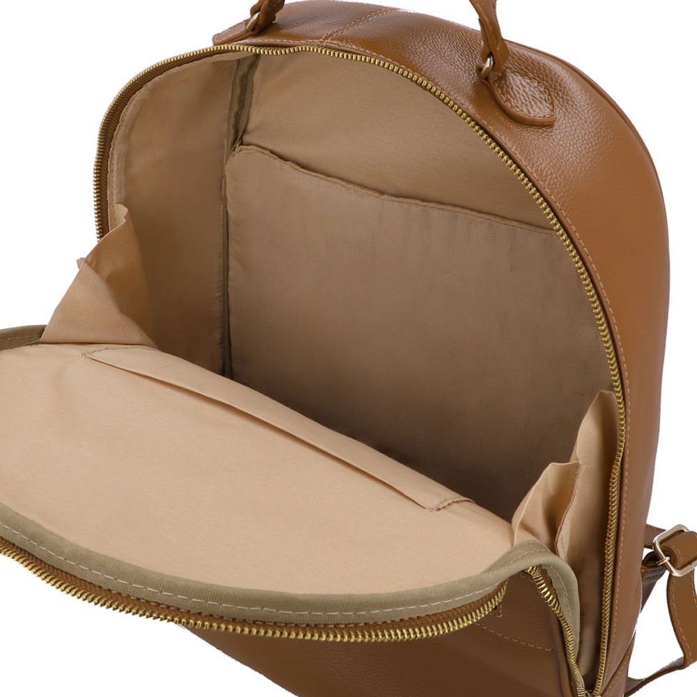 Mochila Couro Marrom Zíper Marrom 3