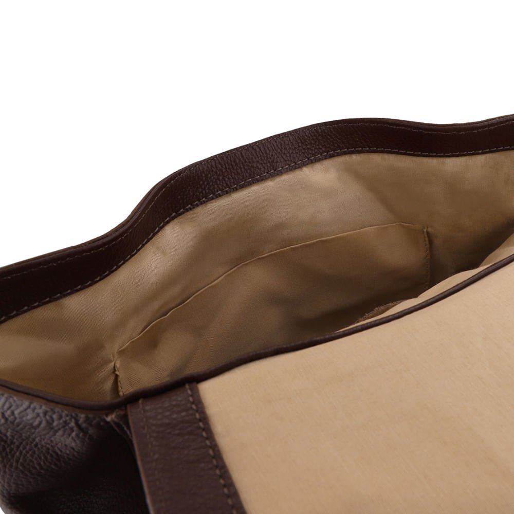 Mochila Couro Marrom Bolso Frontal Marrom 4