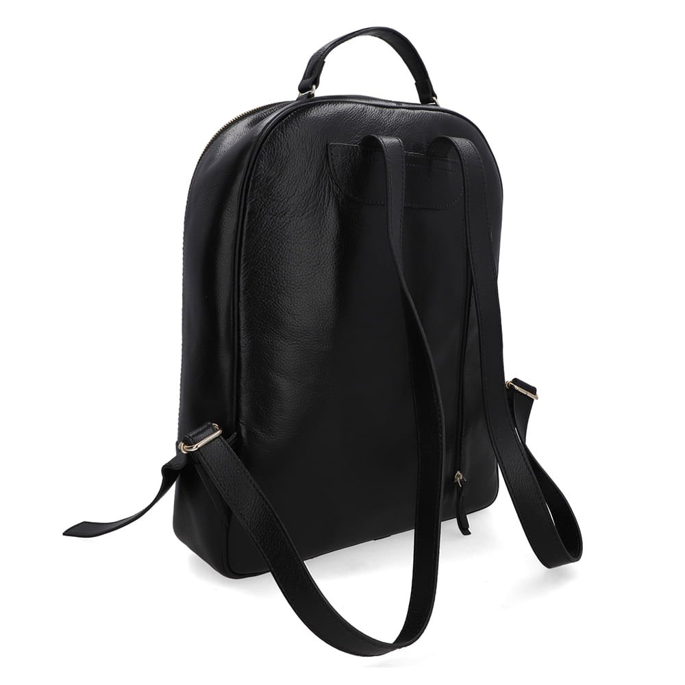Mochila Couro Preta Zíper Preto 2