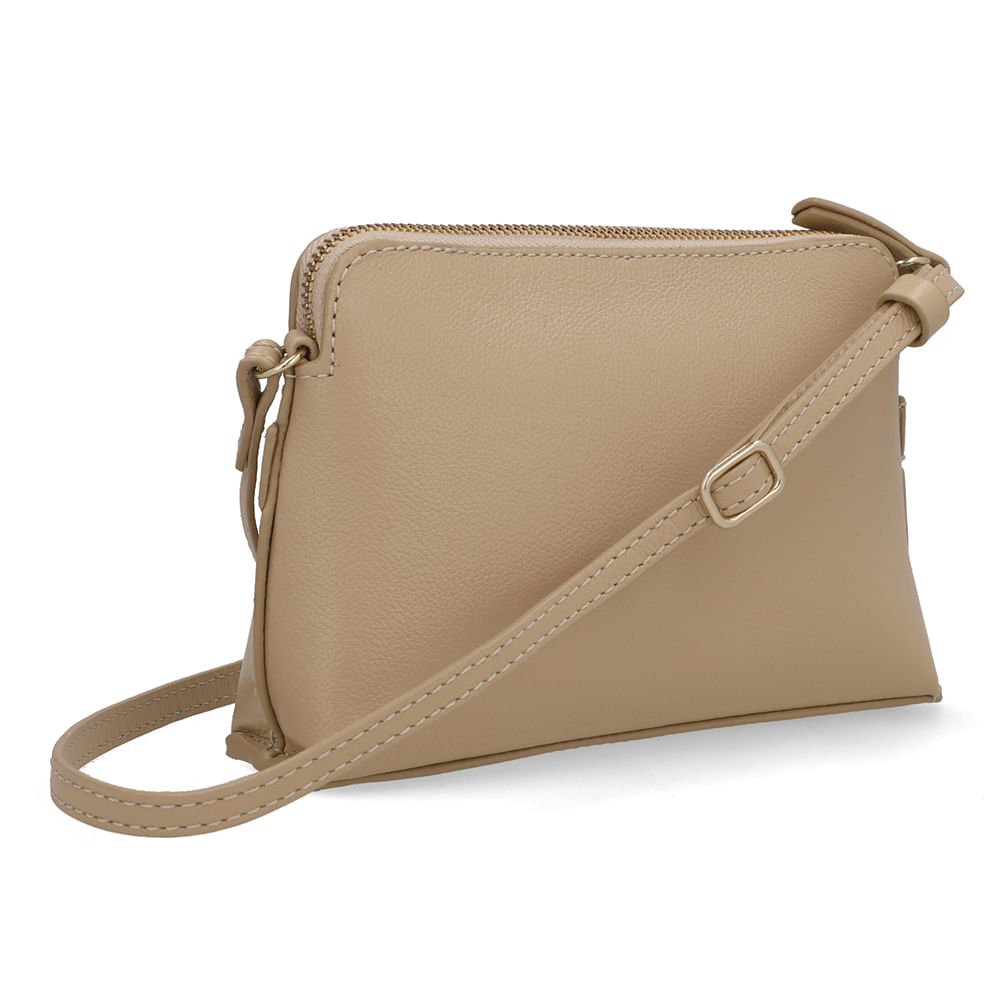 Bolsa Tiracolo Couro Bege Fivela Bege 2