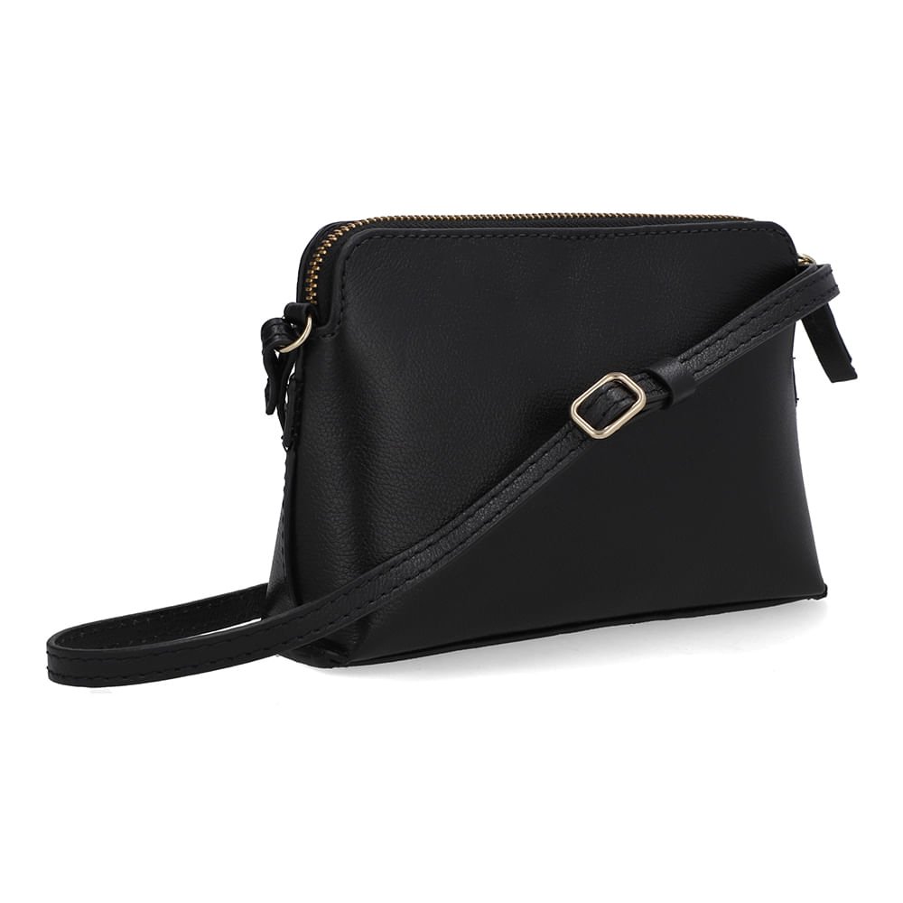Bolsa Tiracolo Couro Preta Fivela Preto 2