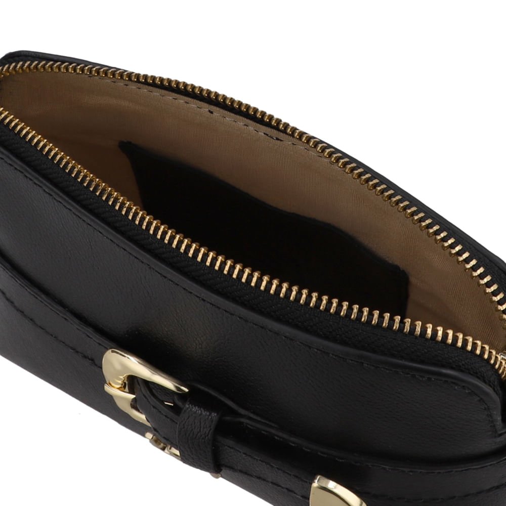 Bolsa Tiracolo Couro Preta Fivela Preto 3