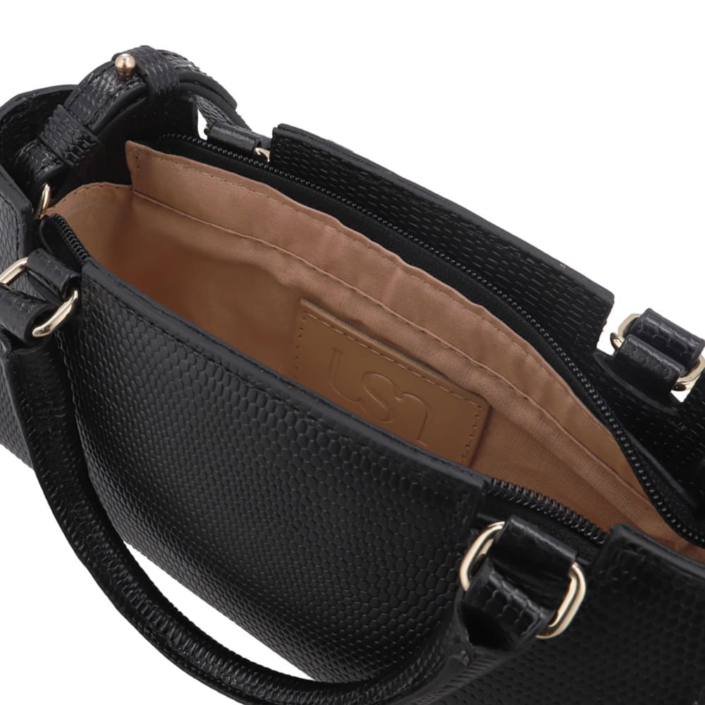 Bolsa Tote Couro Preta Alça Removível Preto 3