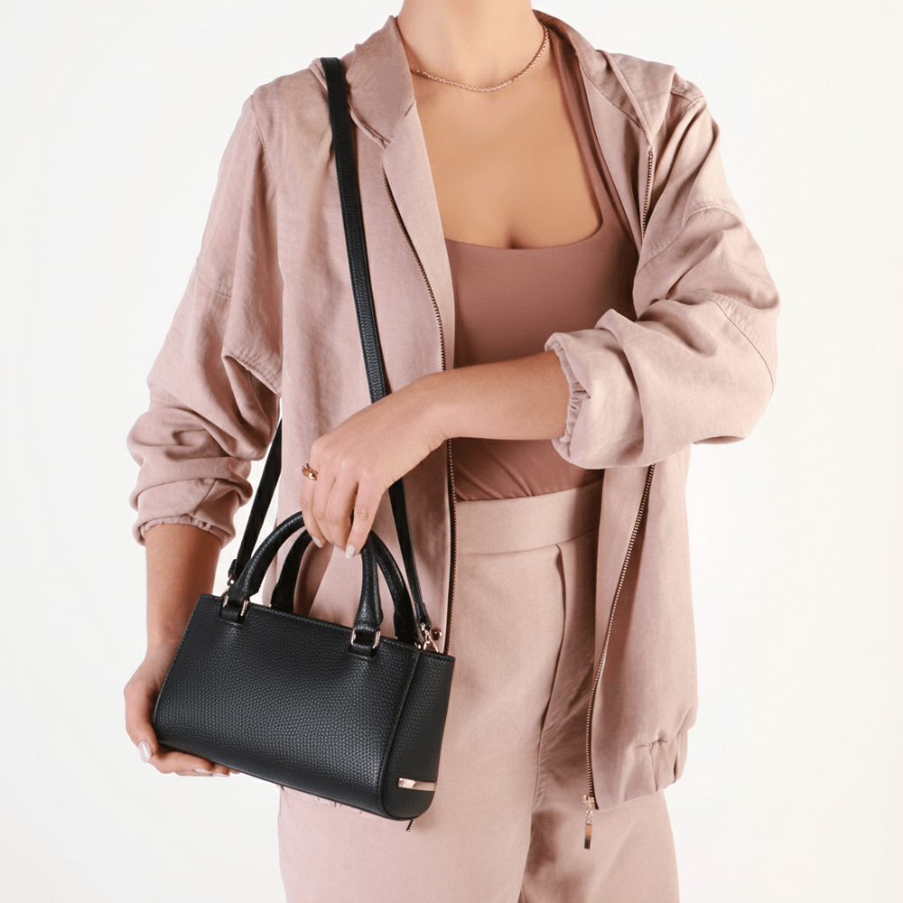 Bolsa Tote Couro Preta Alça Removível Preto 4