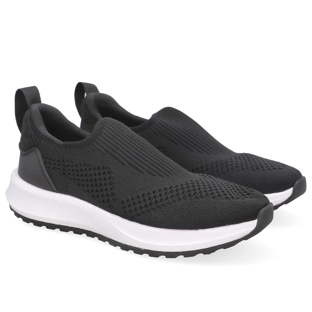 Tênis Slip On Tricot Preto Preto 2