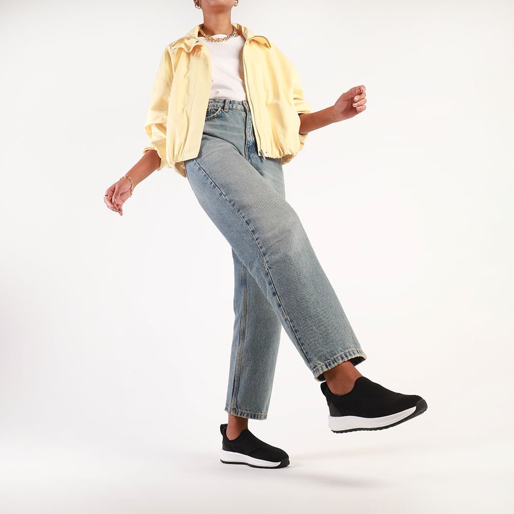 Tênis Slip On Tricot Preto Preto 4