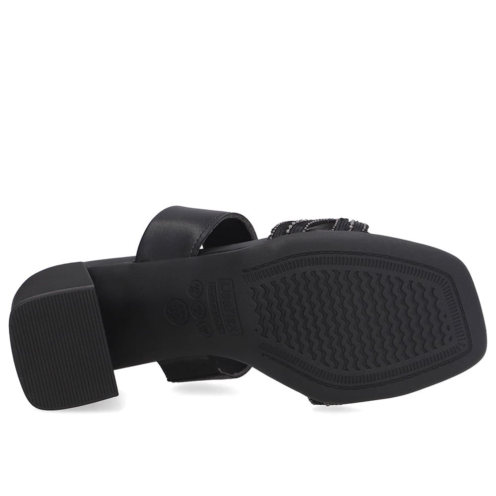 Tamanco Salto Bloco Couro Preta Miçanga Preto 3