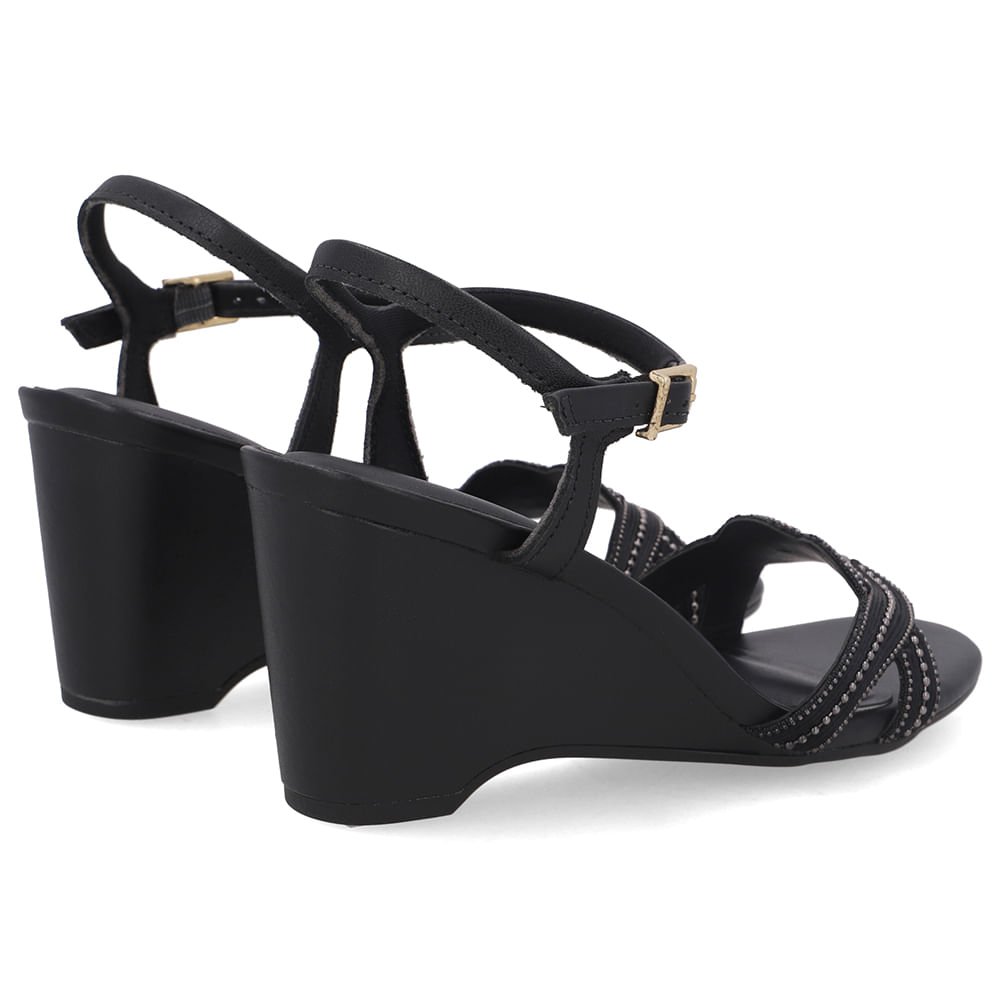 Sandália Couro Preta Miçanga Preto 3