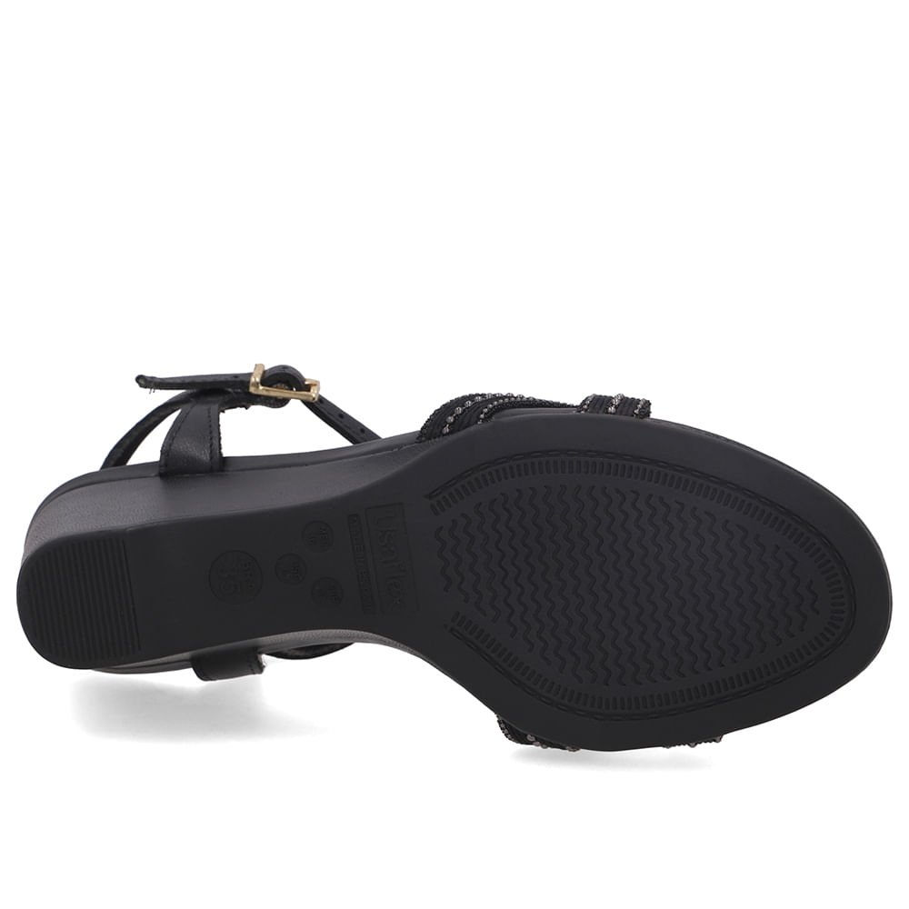 Sandália Couro Preta Miçanga Preto 5