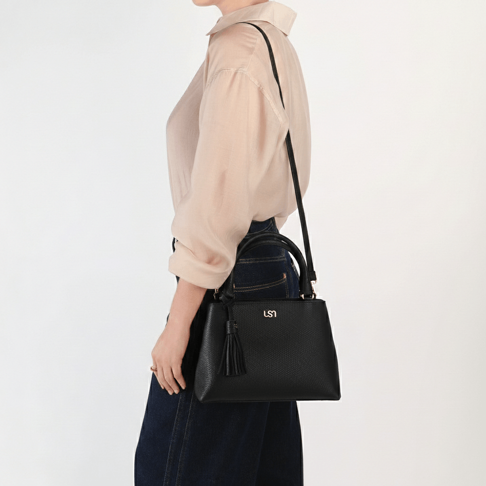 Bolsa Tote Couro Preta Barbicacho Preto 4