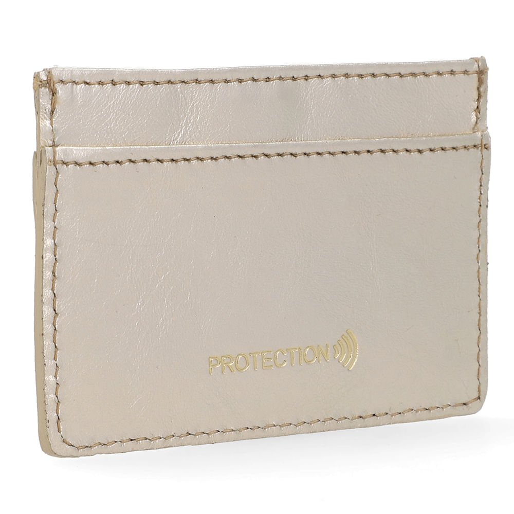 Porta Cartão Couro Metalizado Dourado Dourado 2
