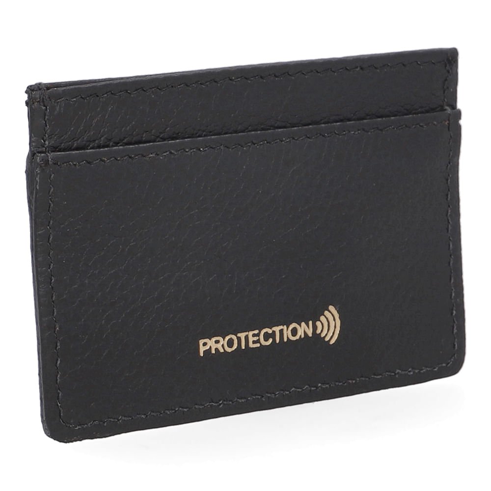 Porta Cartão Couro Preto Preto 2