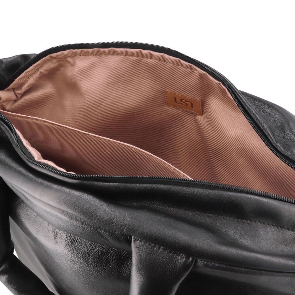 Bolsa Shopper Couro Preta Preto 2