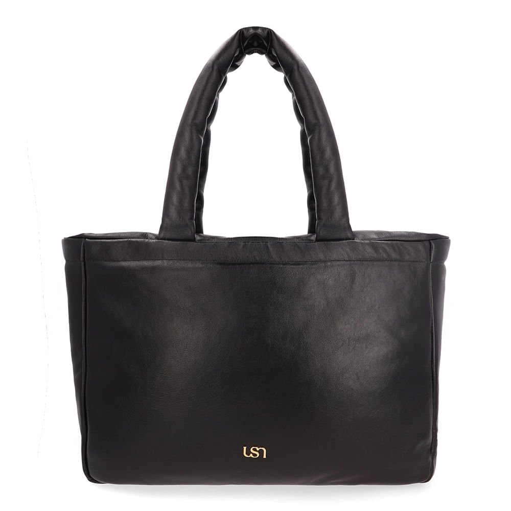 Bolsa Shopper Couro Preta Preto 3