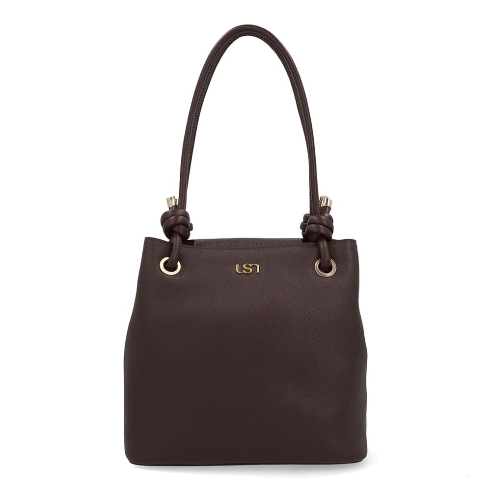 Bolsa Shopper Couro Marrom Detalhe Nó