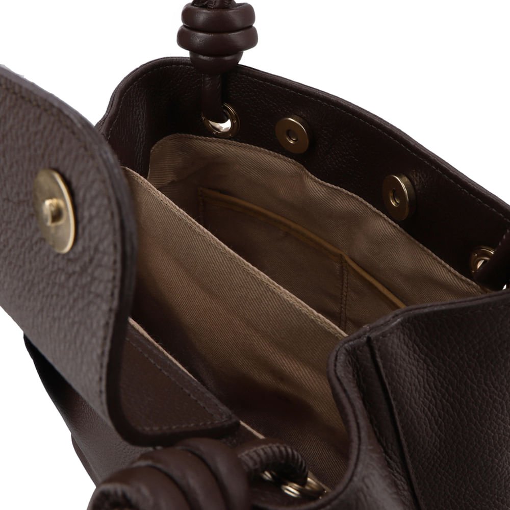 Bolsa Shopper Couro Marrom Detalhe Nó Marrom 3