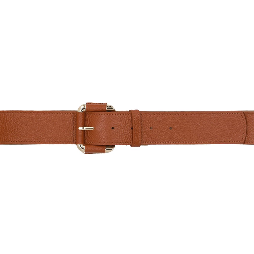 Cinto Couro Marrom Detalhe Fivela Marrom 4