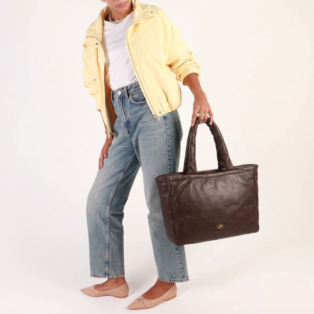 Bolsa Shopper Couro Marrom Pinhão Pinhão 3