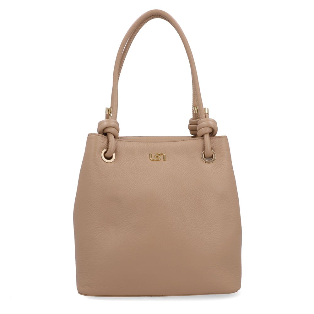 Bolsa Shopper Couro Bege Detalhe Nó