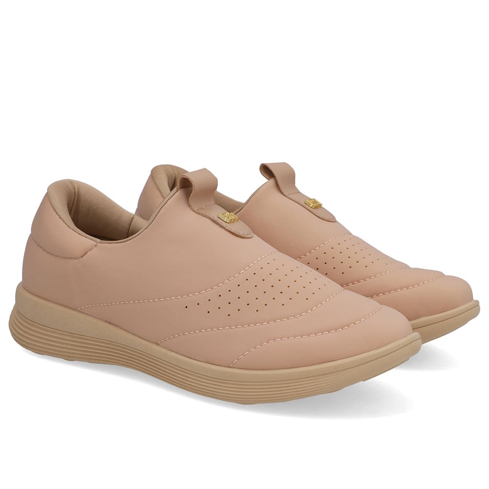 Tênis Slip On Elastano Bege Bege 2