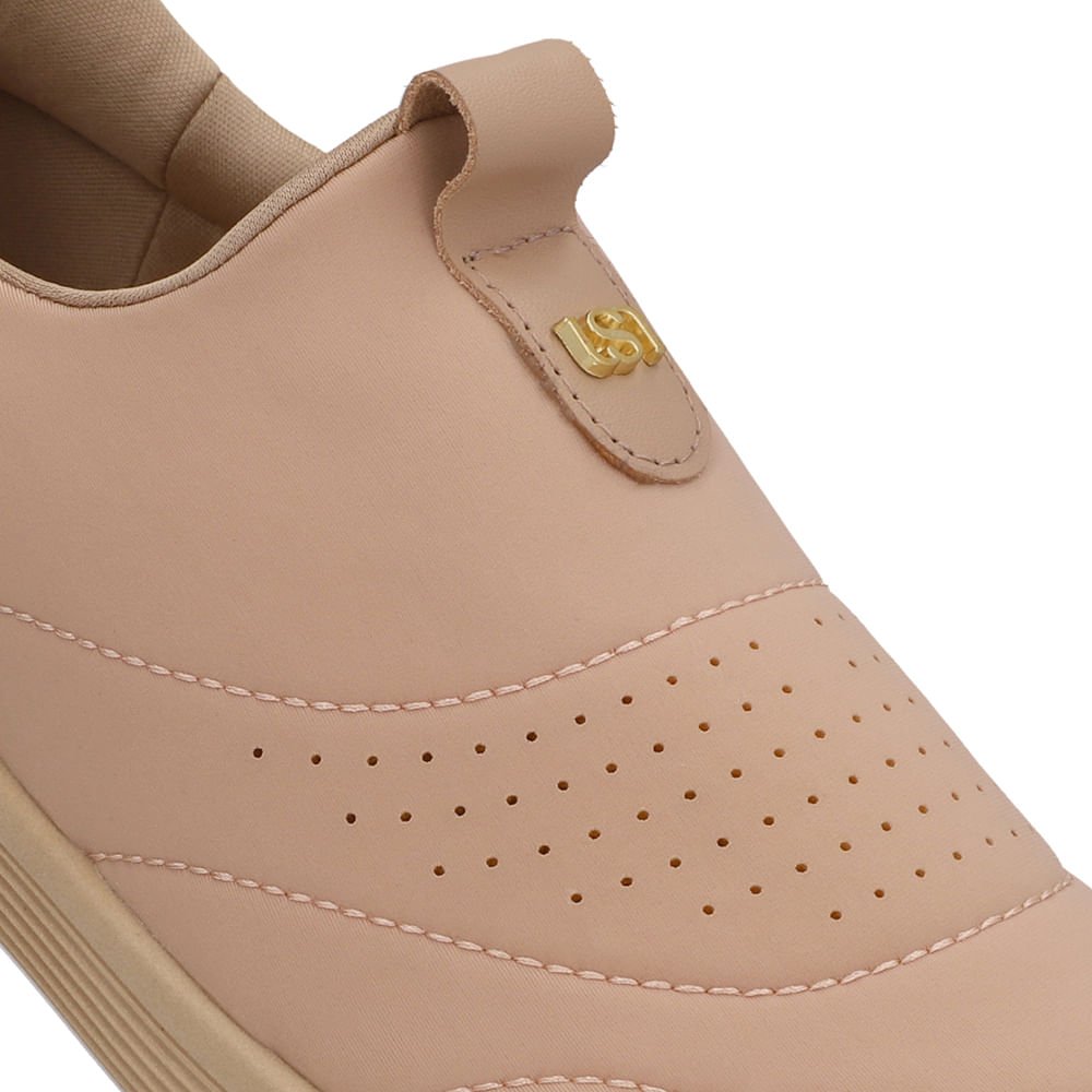 Tênis Slip On Elastano Bege Bege 4