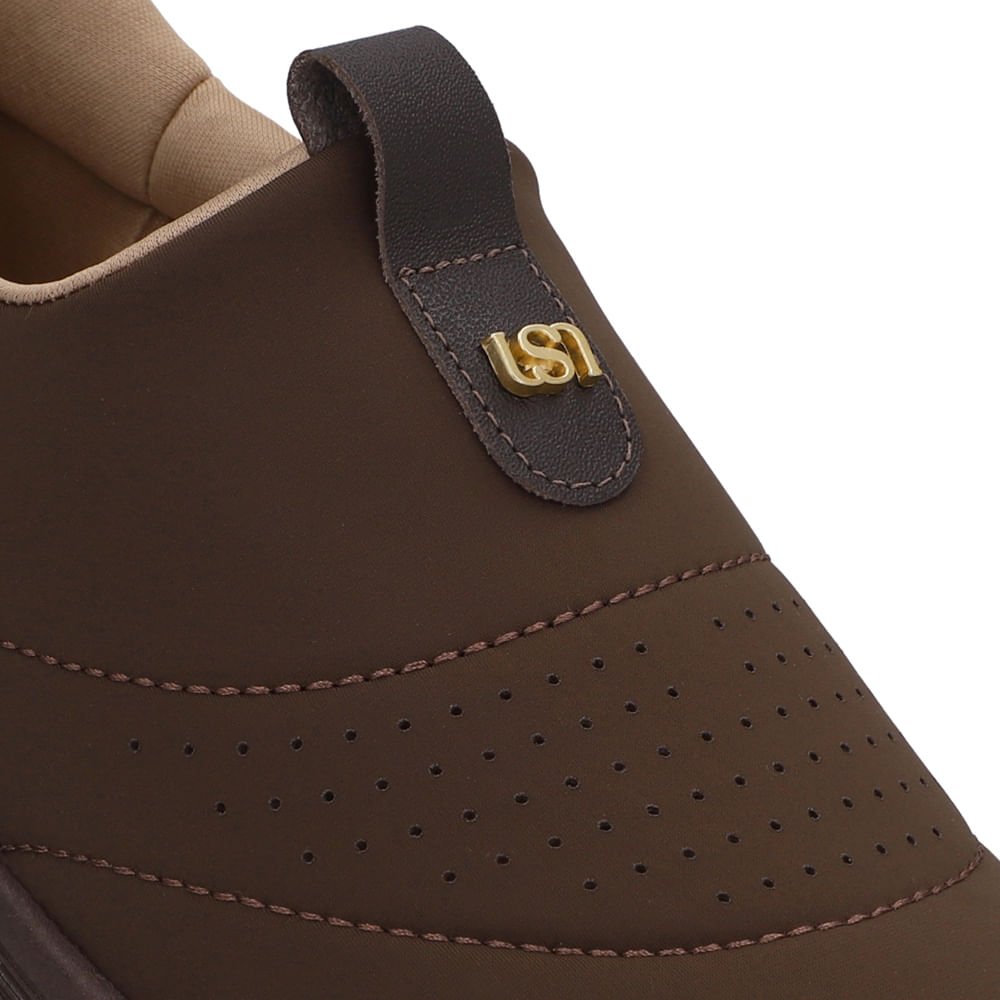 Tênis Slip On Elastano Marrom Ganache Marrom 4