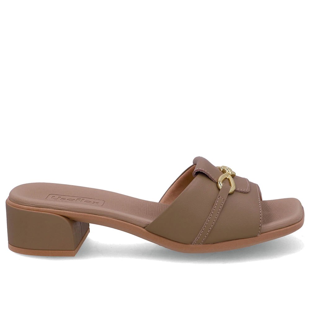 Tamanco Salto Bloco Couro Marrom Bridão