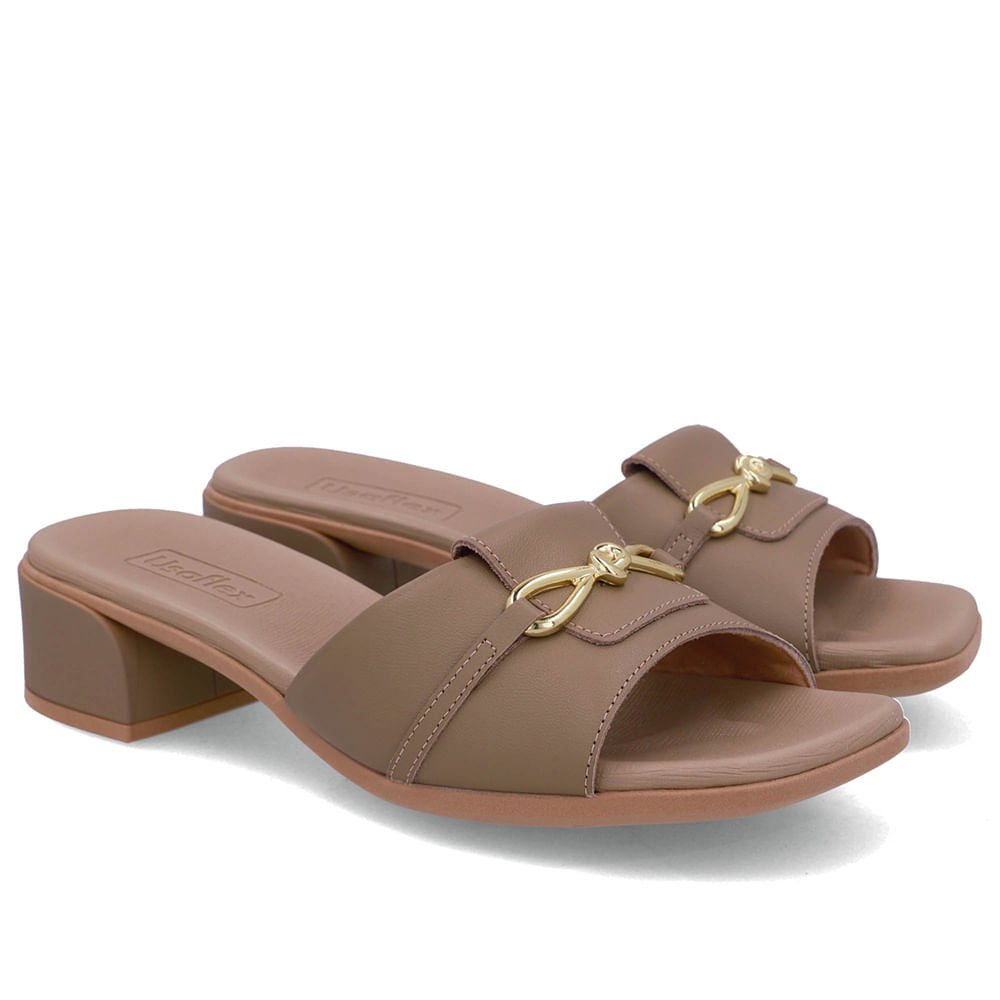 Tamanco Salto Bloco Couro Marrom Bridão Marrom 2