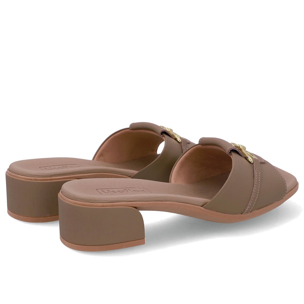 Tamanco Salto Bloco Couro Marrom Bridão Marrom 3