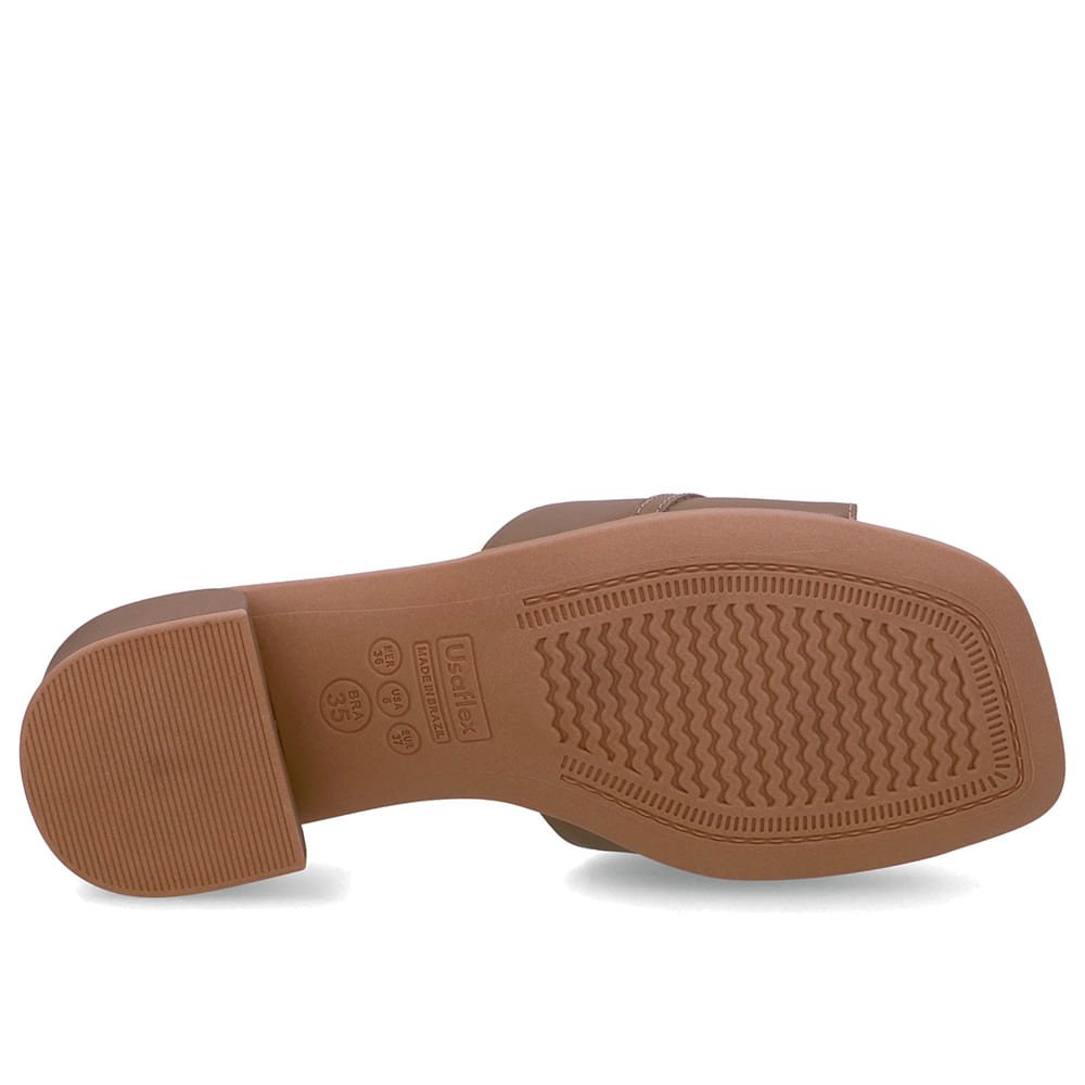 Tamanco Salto Bloco Couro Marrom Bridão Marrom 5