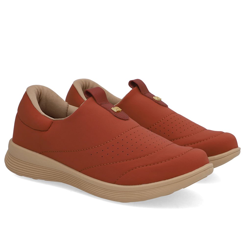 Tênis Slip On Elastano Vermelho Telha 2