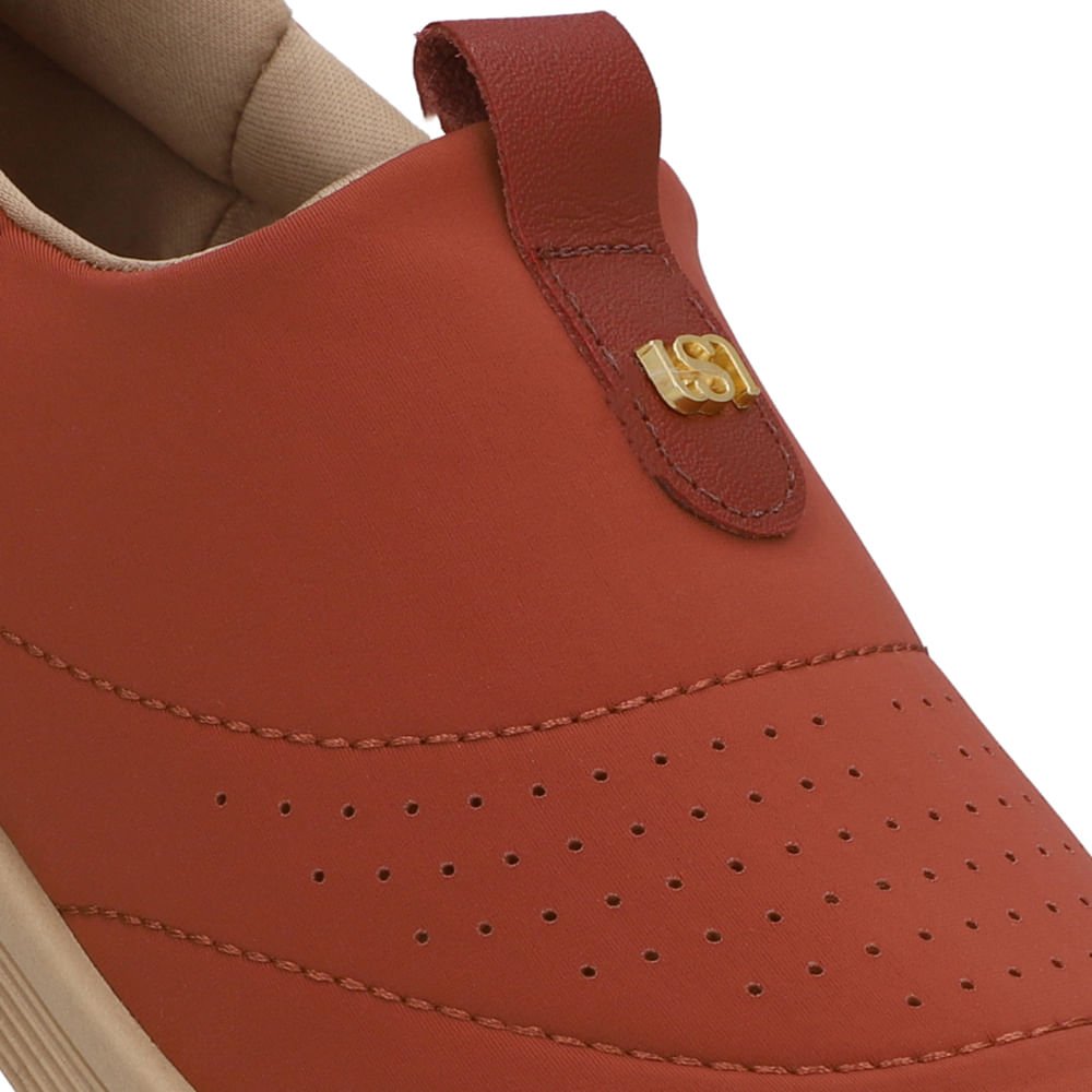 Tênis Slip On Elastano Vermelho Telha 4